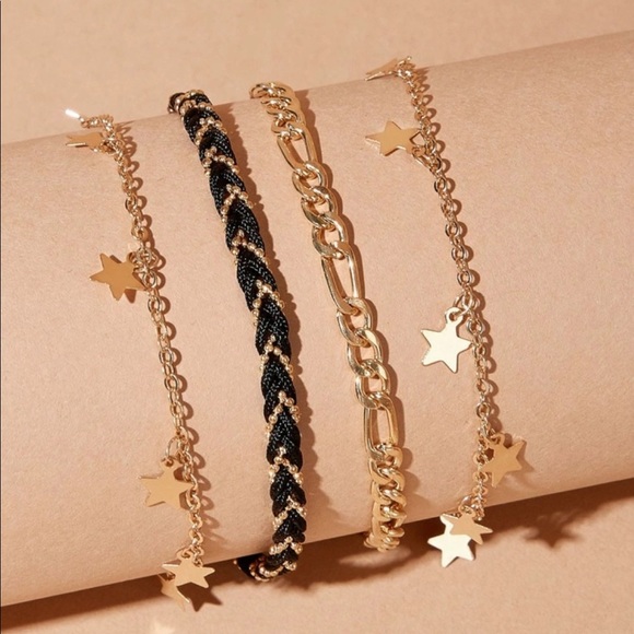 • Brianna • 4 pc. Star Charm Anklet - Picture 2 of 3